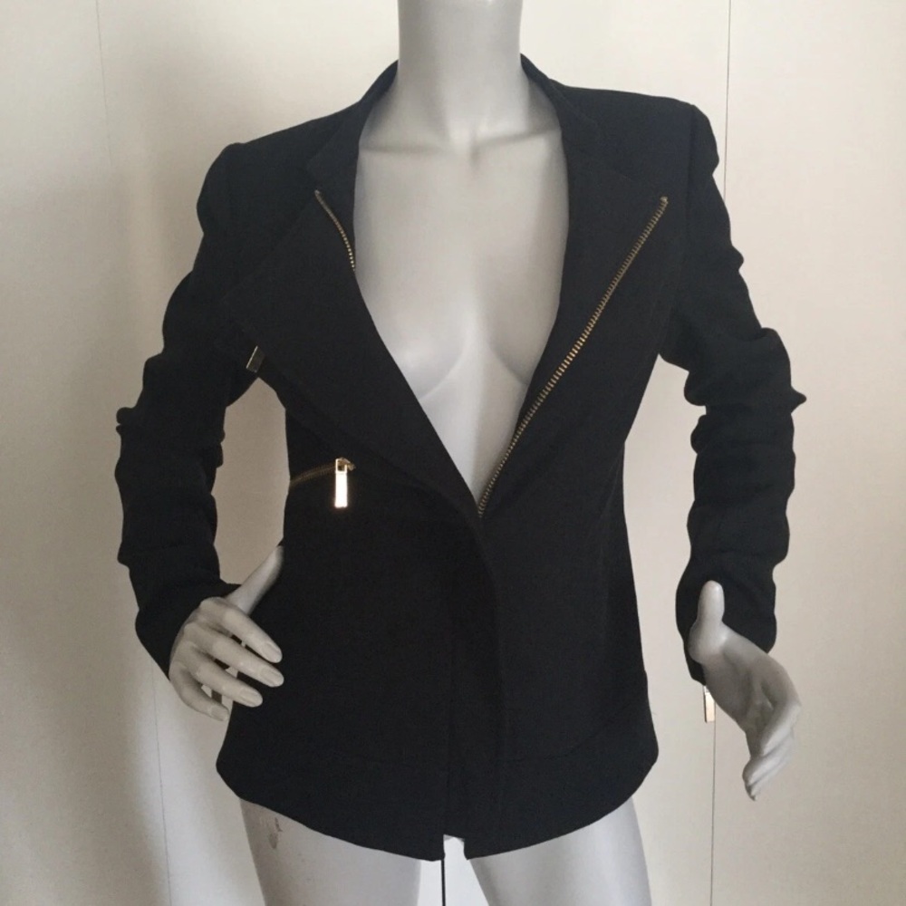 Thomas WYLDE Black Asymmetric Zip Jacket Blazer Size 4